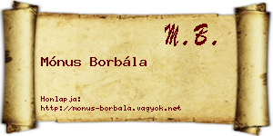 Mónus Borbála névjegykártya